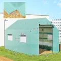 Outsunny Foliengewächshaus, 2 x 3 x 2 m Treibhaus mit UV-Schutz, Winddichtes Gewächshaus, Tomatenhaus mit Rolltür, Rollfenster, Stahl, für Garten, Grün - Thumbnail 7