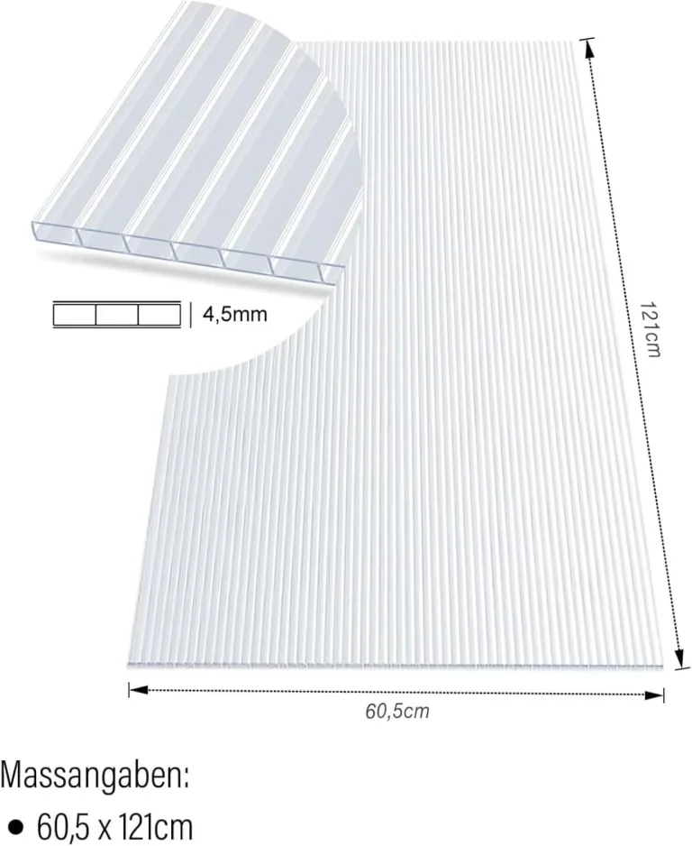 casa pura | Gewächshausplatten 14x | 60,5 x 121 cm - | Polycarbonat (PC) | Hohlkammerplatte - Doppelstegplatte (Transparent, 4 mm) – Bild 5
