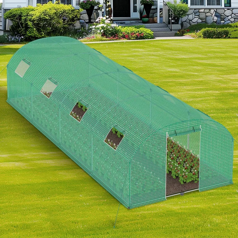 Foliengewächshaus für Garten 3x8x2 m Gewächshaus UV-beständig & Winterfestes Gewächshaus 24 ㎡ Folientunnel Tomatenhaus mit Fenstern, Tür & Verstärktem Rahmen, Grün – Bild 9