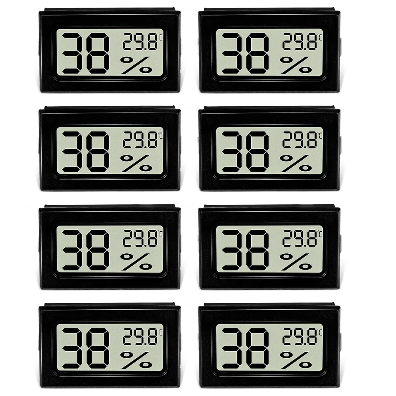8 Stück Hygrometer Thermometer, Mini Digital Hygrometer mit LCD, indoor hygrometer Temperatur Luftfeuchtigkeitsmesser Celsius(℃) für Weinkeller Gewächshaus Babyzimmer - Bild 1