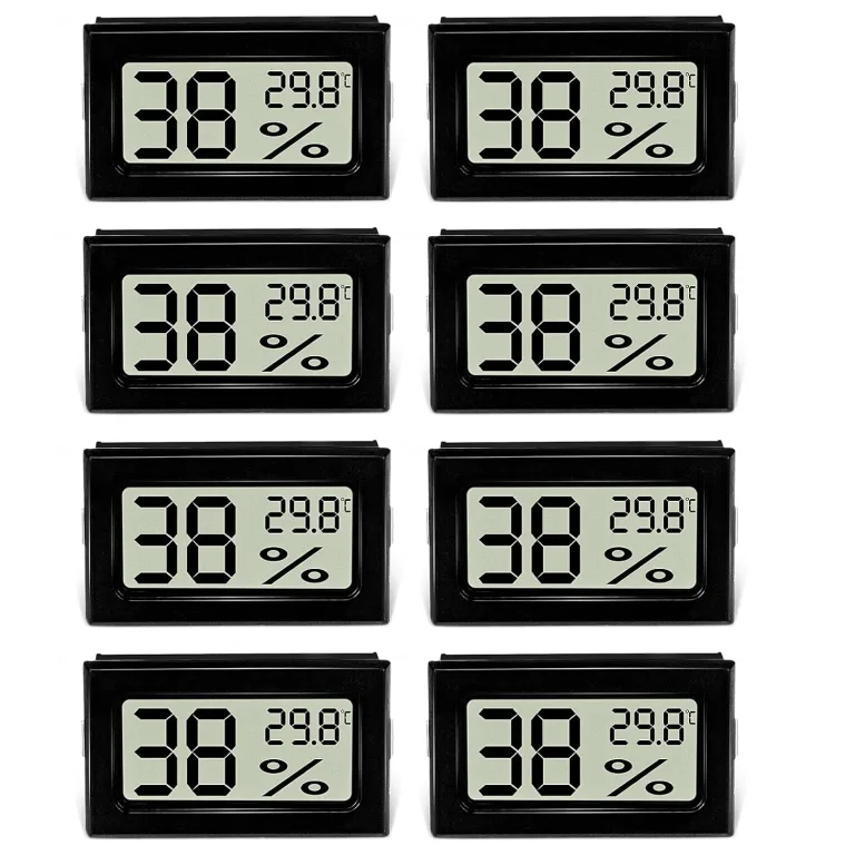 8 Stück Hygrometer Thermometer, Mini Digital Hygrometer mit LCD, indoor hygrometer Temperatur Luftfeuchtigkeitsmesser Celsius(℃) für Weinkeller Gewächshaus Babyzimmer – Bild 1