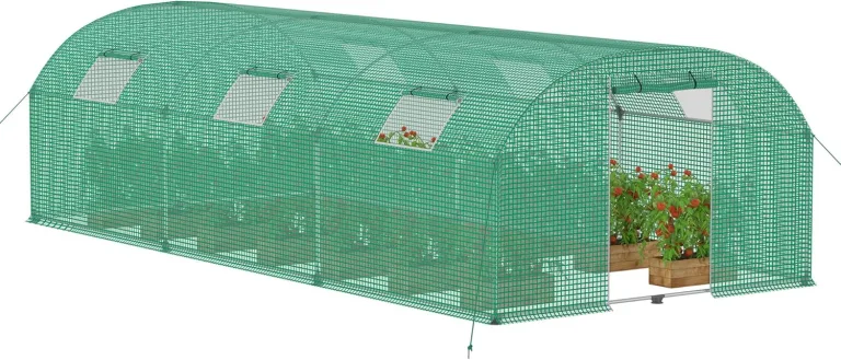 Froadp Gewächshaus Foliengewächshaus 3x6x2 m Folientunnel Winterfest Treibhaus Tomatengewächshaus 18 ㎡ Stabiles Tomatenhaus mit Verzinktem Stahlrohr inkl. Tür & Fenster, Grün – Bild 1