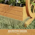 Outsunny Hochbeet aus Holz, Blumenkasten mit 3 Etagen, Gemüsebeet mit Wagenrad-Dekor, Kräuterbeet mit Entwässerungslöchern für Garten, Balkon, Teak, 61 x 62 x 57 cm - Thumbnail 4