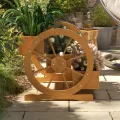 Outsunny Hochbeet aus Holz, Blumenkasten mit 3 Etagen, Gemüsebeet mit Wagenrad-Dekor, Kräuterbeet mit Entwässerungslöchern für Garten, Balkon, Teak, 61 x 62 x 57 cm - Thumbnail 5