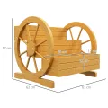 Outsunny Hochbeet aus Holz, Blumenkasten mit 3 Etagen, Gemüsebeet mit Wagenrad-Dekor, Kräuterbeet mit Entwässerungslöchern für Garten, Balkon, Teak, 61 x 62 x 57 cm - Thumbnail 6