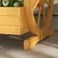 Outsunny Hochbeet aus Holz, Blumenkasten mit 3 Etagen, Gemüsebeet mit Wagenrad-Dekor, Kräuterbeet mit Entwässerungslöchern für Garten, Balkon, Teak, 61 x 62 x 57 cm - Thumbnail 8