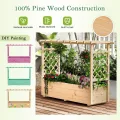 HOMASIS Blumenkasten mit 2 Rankgitter & Dachregal, Hochbeet mit Spalier, Holz Pflanzkasten für Kletterpflanz, Pflanzkübel Pflanzgefäß Rankhilfe für Garten Balkon Terrasse (Natur, 150x50x104cm) - Thumbnail 6