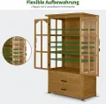 M MCombo Gartenschrank Gartenhaus Holz Wetterfest, Geräteschrank Gerätehaus Outdoor, für Außenbereich Balkon Terrasse, Gartenhütte mit 2 Bewegliche Regale, 58×107×180 cm, 1155 (Natur) - Thumbnail 4