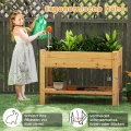 COSTWAY Hochbeet mit Ablage, Erhöhtes Gartenbeet aus Holz, Pflanzkasten mit Entwässerungslöchern, Gemüsebeet Kräuterbeet groß, für Balkon Garten Terrasse, 120 x 60 x 81 cm (Natur) - Thumbnail 2