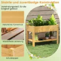 COSTWAY Hochbeet mit Ablage, Erhöhtes Gartenbeet aus Holz, Pflanzkasten mit Entwässerungslöchern, Gemüsebeet Kräuterbeet groß, für Balkon Garten Terrasse, 120 x 60 x 81 cm (Natur) - Thumbnail 4
