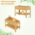 COSTWAY Hochbeet mit Ablage, Erhöhtes Gartenbeet aus Holz, Pflanzkasten mit Entwässerungslöchern, Gemüsebeet Kräuterbeet groß, für Balkon Garten Terrasse, 120 x 60 x 81 cm (Natur) - Thumbnail 6