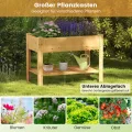 COSTWAY Hochbeet mit Ablage, Erhöhtes Gartenbeet aus Holz, Pflanzkasten mit Entwässerungslöchern, Gemüsebeet Kräuterbeet groß, für Balkon Garten Terrasse, 120 x 60 x 81 cm (Natur) - Thumbnail 7