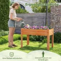 COSTWAY Hochbeet Holz, Erhöhtes Gartenbeet, Pflanzkasten mit Drainagelöchern, Gemüsebeet Pflanzbeet rechteckig, Kräuterbeet groß, Pflanztrog für Balkon Garten Terrasse, 120 x 60 x 82 cm (Braun) - Thumbnail 2
