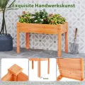 COSTWAY Hochbeet Holz, Erhöhtes Gartenbeet, Pflanzkasten mit Drainagelöchern, Gemüsebeet Pflanzbeet rechteckig, Kräuterbeet groß, Pflanztrog für Balkon Garten Terrasse, 120 x 60 x 82 cm (Braun) - Thumbnail 5