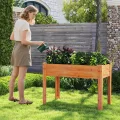 COSTWAY Hochbeet Holz, Erhöhtes Gartenbeet, Pflanzkasten mit Drainagelöchern, Gemüsebeet Pflanzbeet rechteckig, Kräuterbeet groß, Pflanztrog für Balkon Garten Terrasse, 120 x 60 x 82 cm (Braun) - Thumbnail 9