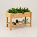 GOPLUS Hochbeet mit Ablage, Gartenbeet aus Tannenholz, Pflanzkasten mit Abflusslöchern, Kräuterbeet Pflanzbeet für Garten & Terrasse, 120,5 x 60,5 x 81,5 cm (mit Ablage,Natur) - Thumbnail 1