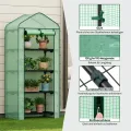 WOLTU Gewächshaus mit Rollen, Foliengewächshaus mit 4 Regalen, halbtransparentes Tomatengewächshaus mit aufrollbarer Tür, Winterschutz für Pflanzen, für Balkon Terrasse Garten, 70x50x162 cm, Grün - Thumbnail 5