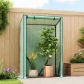 WOLTU Foliengewächshaus Tomatengewächshaus, PE-reissfeste, wasserdichte Plane mit Rolltor, für Garten, Terrasse, Hinterhof, 100x50x150/136cm, Grün - Thumbnail 7