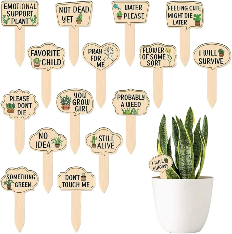 Pflanzenmarker,Gartenetiketten Für Pflanzen - 15 Stück Holzstecker Mit Witzigen Sprüchen Für Blumentöpfe Pflanzenkennzeichnung Gewächshaus & Garten Indoor – Bild 3