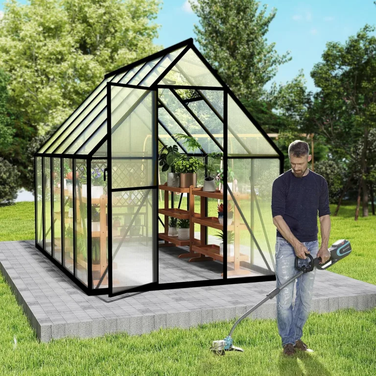 Gewächshaus Aluminium Gartengewächshäuser mit 6 cm Fundament und 4 mm PC Platte Treibhaus Tomatenhaus Gartenhaus UV beständig Wetterfest für den Garten, 280x180x195 cm – Bild 8