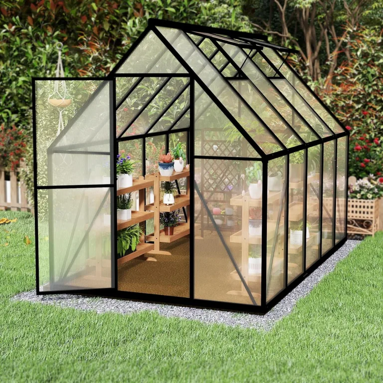 Gewächshaus Aluminium Gartengewächshäuser mit 6 cm Fundament und 4 mm PC Platte Treibhaus Tomatenhaus Gartenhaus UV beständig Wetterfest für den Garten, 280x180x195 cm – Bild 9