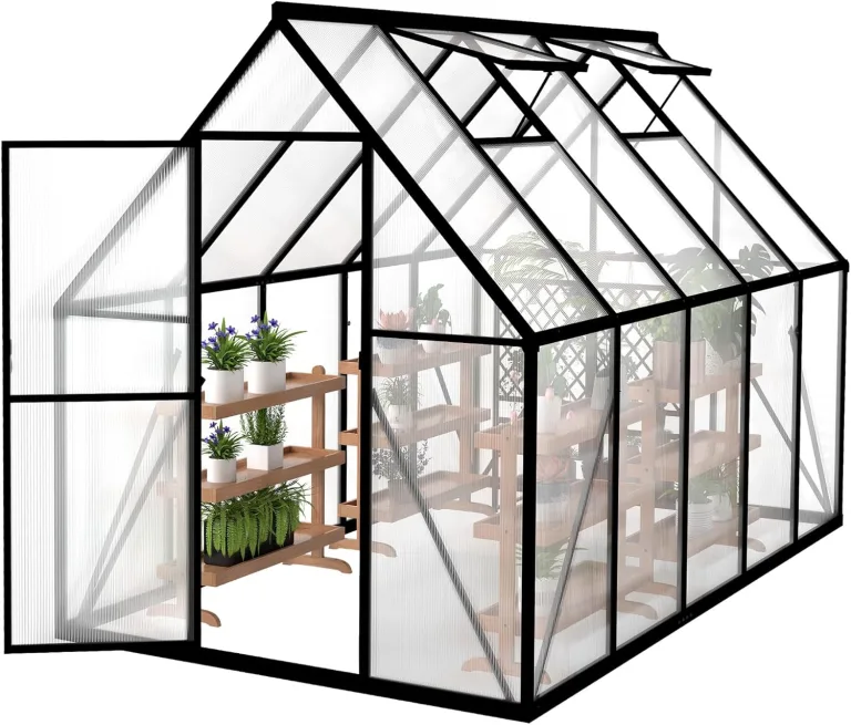 Gewächshaus Aluminium Gartengewächshäuser mit 6 cm Fundament und 4 mm PC Platte Treibhaus Tomatenhaus Gartenhaus UV beständig Wetterfest für den Garten, 280x180x195 cm – Bild 1