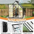Gewächshaus Aluminium Gartengewächshäuser mit 6 cm Fundament und 4 mm PC Platte Treibhaus Tomatenhaus Gartenhaus UV beständig Wetterfest für den Garten, 280x180x195 cm - Thumbnail 7