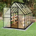 Gewächshaus Aluminium Gartengewächshäuser mit 6 cm Fundament und 4 mm PC Platte Treibhaus Tomatenhaus Gartenhaus UV beständig Wetterfest für den Garten, 280x180x195 cm - Thumbnail 9
