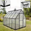 Gewächshaus Aluminium Gartengewächshäuser mit 6 cm Fundament und 4 mm PC Platte Treibhaus Tomatenhaus Gartenhaus UV beständig Wetterfest für den Garten, 280x180x195 cm - Thumbnail 2