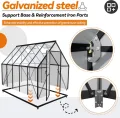 Gewächshaus Aluminium Gartengewächshäuser mit 6 cm Fundament und 4 mm PC Platte Treibhaus Tomatenhaus Gartenhaus UV beständig Wetterfest für den Garten, 280x180x195 cm - Thumbnail 4