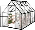 Gewächshaus Aluminium Gartengewächshäuser mit 6 cm Fundament und 4 mm PC Platte Treibhaus Tomatenhaus Gartenhaus UV beständig Wetterfest für den Garten, 280x180x195 cm - Thumbnail 1