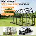 Gewächshaus Aluminium Gartengewächshäuser mit 6 cm Fundament und 4 mm PC Platte Treibhaus Tomatenhaus Gartenhaus UV beständig Wetterfest für den Garten, 340x180x195 cm - Thumbnail 3