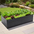 Thanaddo Hochbeet Metall Pflanzbeet, rechteckig Gemüsebeet aus verzinktem Stahl, Gartenbeet Pflanzkasten Pflanzkasten Blumenkasten für Garten & Terrasse, 220x112x64cm, Anthrazit - Thumbnail 1