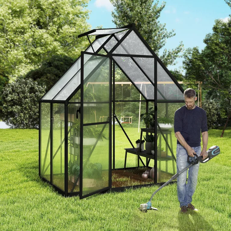 NAIZY Gewächshaus 125x180x195 cm Gartengewächshäuser mit Bodenanker & 6 cm Base Foliengewächshaus aus 580g 4 mm PC Platte & Aluminium, Tomatengewächshaus Anzucht Winterfest UV-Schutz (6x4ft) – Bild 8