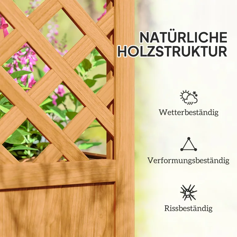 Outsunny Hochbeet Pflanzkasten mit Rankgitter, Gebogendach Spalier Pflanzkübel Holz, Gartenspalier 83x36x145cm für Garten Balkon Terrasse, Blumenkübel für Kletterpflanzen Korbpflanzen, Blumen – Bild 4
