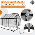 Gewächshaus Aluminium, Treibhaus mit Transparent PC Platten Dachfenster & Tür & Fundament, 125x180x195cm Winterfest Gartengewächshäuser, Begehbares Pflanzenhaus für Garten Outdoor - Thumbnail 3