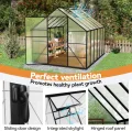 Gewächshaus Aluminium Treibhaus mit Transparent PC Platten Dachfenster & Tür & Fundament 310x250x205cm Winterfest Gartengewächshäuser Begehbares Pflanzenhaus für Garten Outdoor - Thumbnail 7