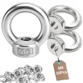 20 Stück Ringmutter M6 Ringschraube Edelstahl Augenmutter Innengewinde Ösenmutter Edelstahl Ringösen Hebegeräte Zubehör für Seilmontage Anhänger Gewächshaus Schaukelständer Blumentöpfe - Thumbnail 1