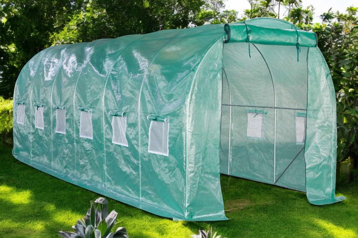 Foliengewächshaus mit PE-Folie – UV-beständig & wetterfest – Tunnelgewächshaus mit Stahlrahmen – Tomatenhaus für Garten – Frühbeet Pflanzenhaus begehbar – Grün (Grün, 200x600x200cm) - Bild 1