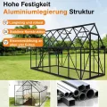 Premium Gewächshaus Aluminium 340x180x195cm 6.12m² Begehbares Garten-Gewächshaus mit verstärktem Fundament & Dachfenster & Tür Wetterfest & temperaturbeständig für Tomaten, Gemüse & Pflanzen - Thumbnail 4