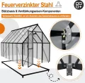 Premium Gewächshaus Aluminium 340x180x195cm 6.12m² Begehbares Garten-Gewächshaus mit verstärktem Fundament & Dachfenster & Tür Wetterfest & temperaturbeständig für Tomaten, Gemüse & Pflanzen - Thumbnail 5