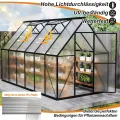 Premium Gewächshaus Aluminium 340x180x195cm 6.12m² Begehbares Garten-Gewächshaus mit verstärktem Fundament & Dachfenster & Tür Wetterfest & temperaturbeständig für Tomaten, Gemüse & Pflanzen - Thumbnail 7