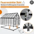 YRHome Premium Gewächshaus Aluminium 310x250x205cm 7.75m² Begehbares Garten-Gewächshaus mit verstärktem Fundament & Dachfenster & Tür Wetterfest & temperaturbeständig für Tomaten, Gemüse & Pflanzen - Thumbnail 5