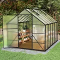 YRHome Premium Gewächshaus Aluminium 310x250x205cm 7.75m² Begehbares Garten-Gewächshaus mit verstärktem Fundament & Dachfenster & Tür Wetterfest & temperaturbeständig für Tomaten, Gemüse & Pflanzen - Thumbnail 8
