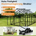YRHome Premium Gewächshaus Aluminium 380x250x205cm 9.5m² Begehbares Garten-Gewächshaus mit verstärktem Fundament & Dachfenster & Tür Wetterfest & temperaturbeständig für Tomaten, Gemüse & Pflanzen - Thumbnail 3