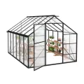 YRHome Premium Gewächshaus Aluminium 380x250x205cm 9.5m² Begehbares Garten-Gewächshaus mit verstärktem Fundament & Dachfenster & Tür Wetterfest & temperaturbeständig für Tomaten, Gemüse & Pflanzen - Thumbnail 1