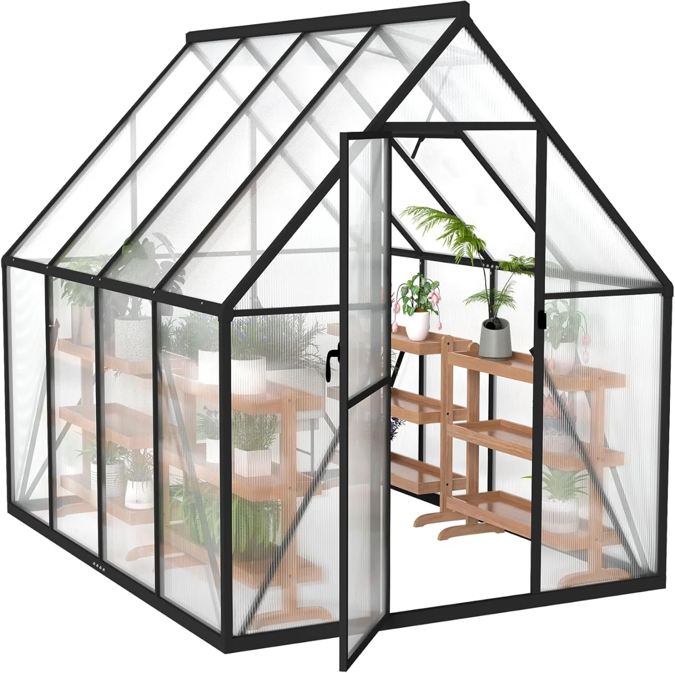 Premium Gewächshaus Aluminium 230x180x195cm 4.14m² Begehbares Garten-Gewächshaus mit verstärktem Fundament & Dachfenster & Tür Wetterfest & temperaturbeständig für Tomaten, Gemüse & Pflanzen - Bild 1