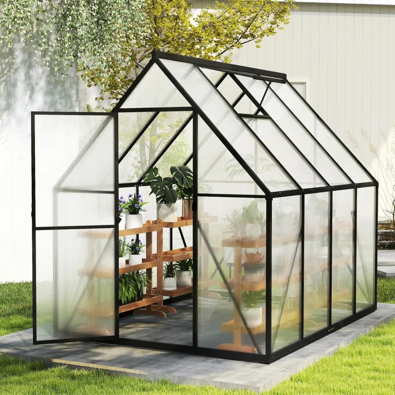 Premium Gewächshaus Aluminium 230x180x195cm 4.14m² Begehbares Garten-Gewächshaus mit verstärktem Fundament & Dachfenster & Tür Wetterfest & temperaturbeständig für Tomaten, Gemüse & Pflanzen – Bild 8