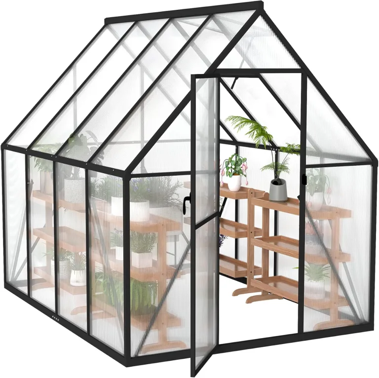 Premium Gewächshaus Aluminium 230x180x195cm 4.14m² Begehbares Garten-Gewächshaus mit verstärktem Fundament & Dachfenster & Tür Wetterfest & temperaturbeständig für Tomaten, Gemüse & Pflanzen – Bild 1