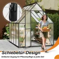 Premium Gewächshaus Aluminium 230x180x195cm 4.14m² Begehbares Garten-Gewächshaus mit verstärktem Fundament & Dachfenster & Tür Wetterfest & temperaturbeständig für Tomaten, Gemüse & Pflanzen - Thumbnail 6